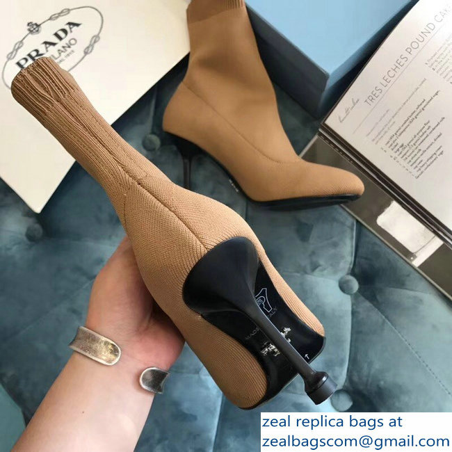 Prada Stretch Fabric Booties Brown 2018