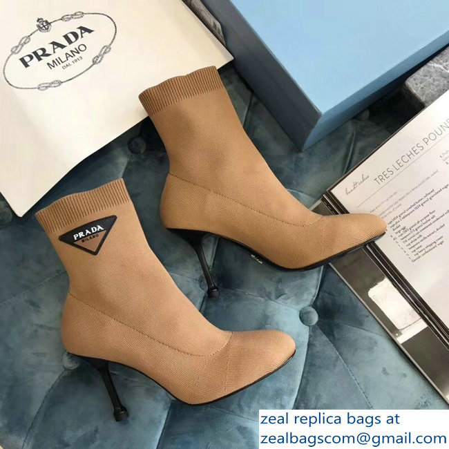 Prada Stretch Fabric Booties Brown 2018