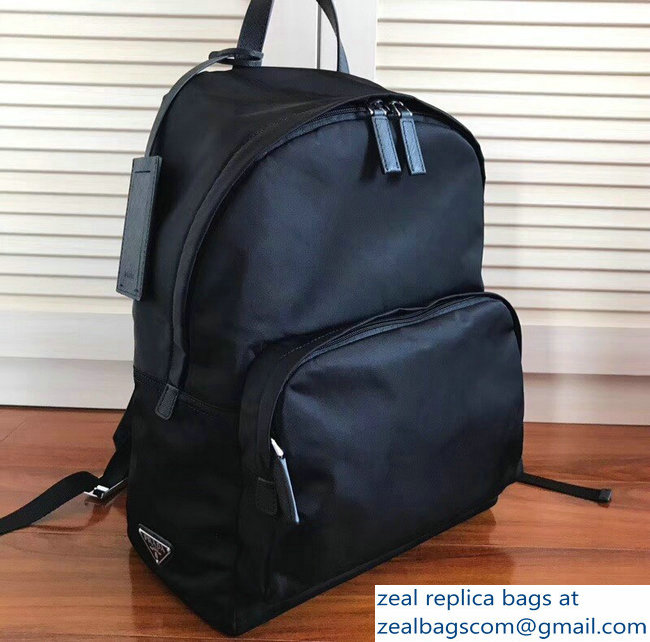Prada Technical Fabric Backpack Bag 2VZ066 Black Pocket 2018