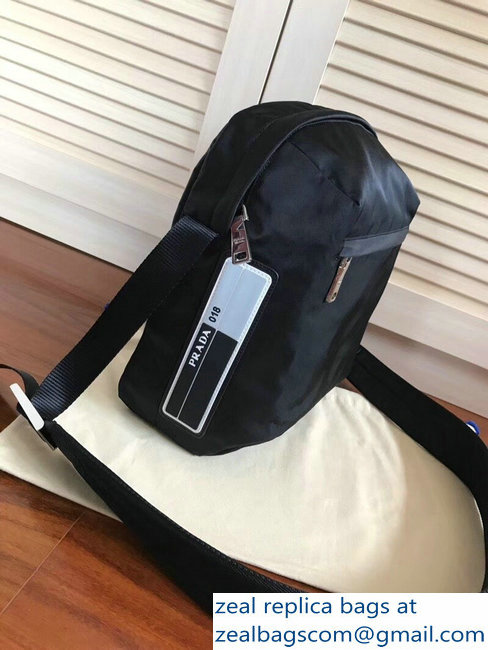 Prada Technical Fabric Bandoleer Shoulder Bag 2VH026 Black 2018