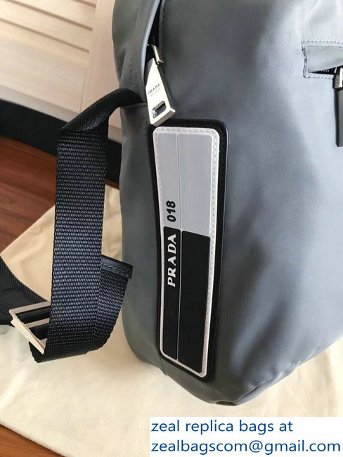 Prada Technical Fabric Bandoleer Shoulder Bag 2VH026 Gray 2018