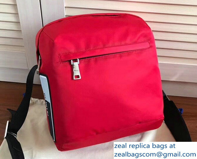 Prada Technical Fabric Bandoleer Shoulder Bag 2VH026 Red 2018