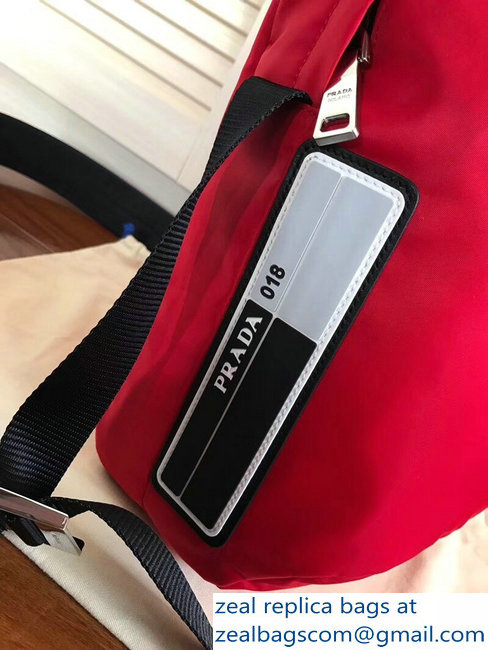 Prada Technical Fabric Bandoleer Shoulder Bag 2VH026 Red 2018