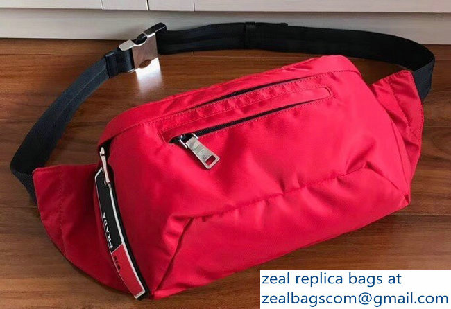 Prada Technical Fabric Fanny Pack Belt Bag 2VL008 Red 2018 - Click Image to Close