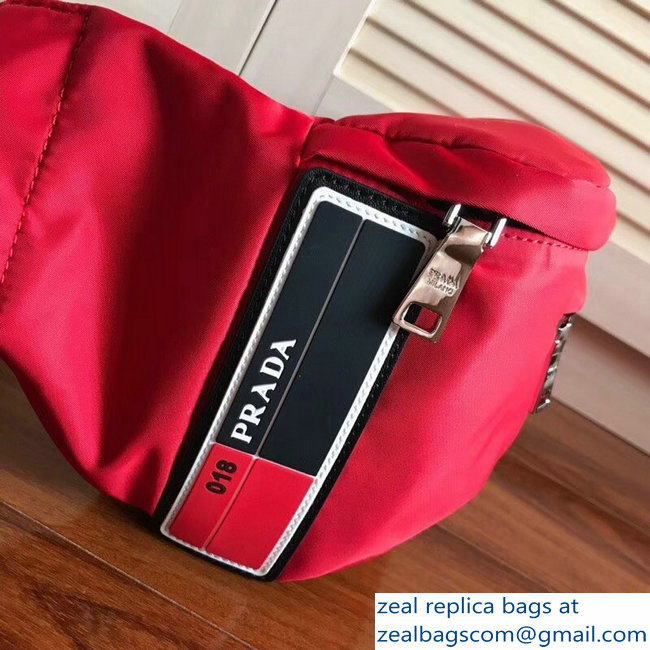 Prada Technical Fabric Fanny Pack Belt Bag 2VL008 Red 2018