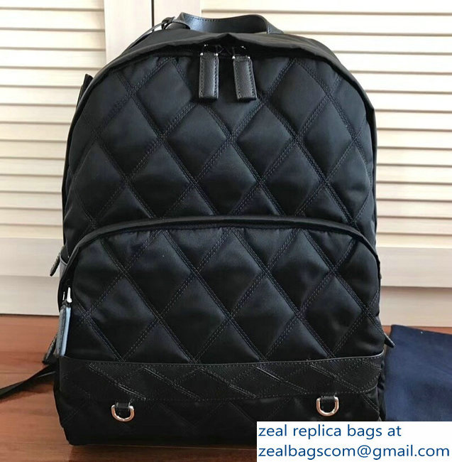 Prada Technical Fabric and Nylon Backpack Bag 2VZ066 Black Quilted 2018 - Click Image to Close