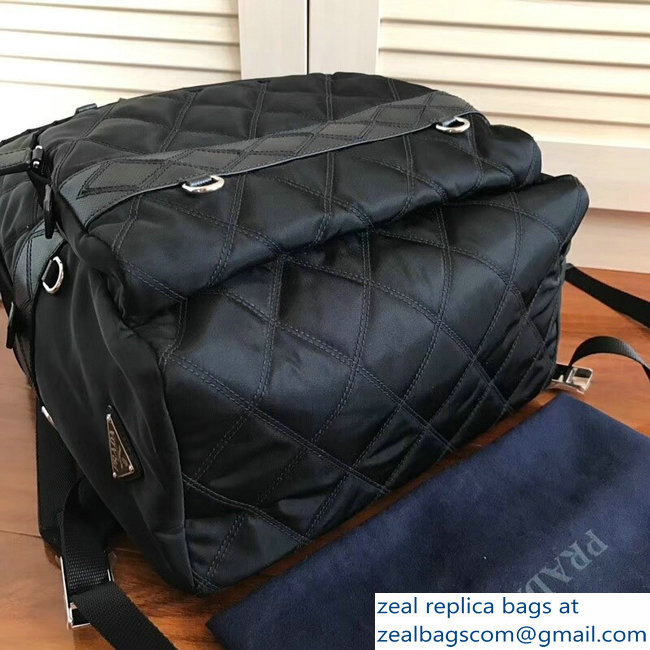 Prada Technical Fabric and Nylon Backpack Bag 2VZ066 Black Quilted 2018 - Click Image to Close