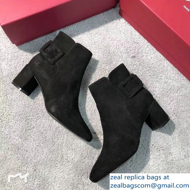 Roger Vivier Heel 5cm Polly Ankle Boots Suede Black 2018 - Click Image to Close