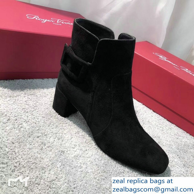 Roger Vivier Heel 5cm Polly Ankle Boots Suede Black 2018