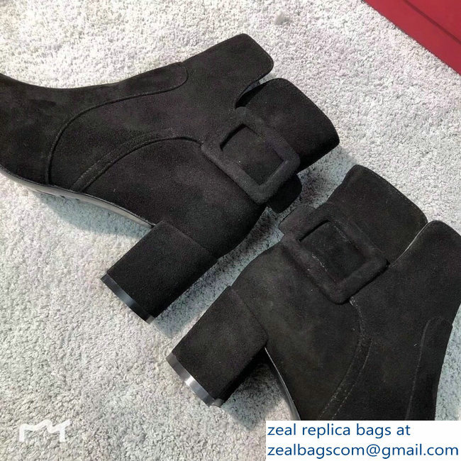 Roger Vivier Heel 5cm Polly Ankle Boots Suede Black 2018
