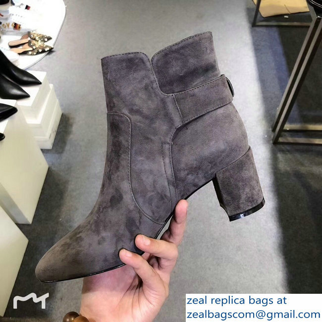 Roger Vivier Heel 5cm Polly Ankle Boots Suede Gray 2018 - Click Image to Close