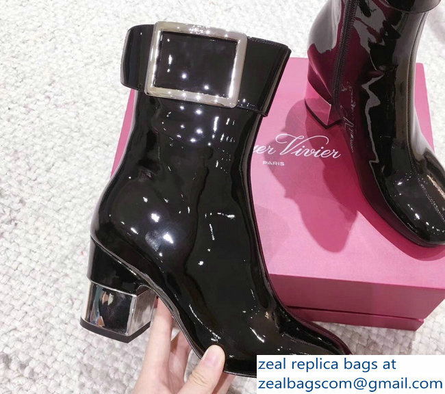 Roger Vivier Heel 6.5cm Patent Leather Ankle Boots Black 2018 - Click Image to Close