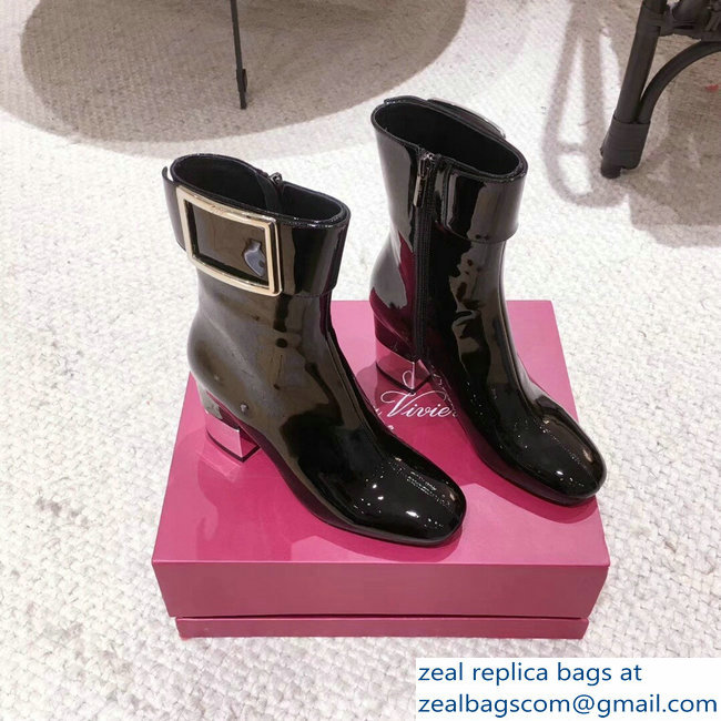 Roger Vivier Heel 6.5cm Patent Leather Ankle Boots Black 2018 - Click Image to Close