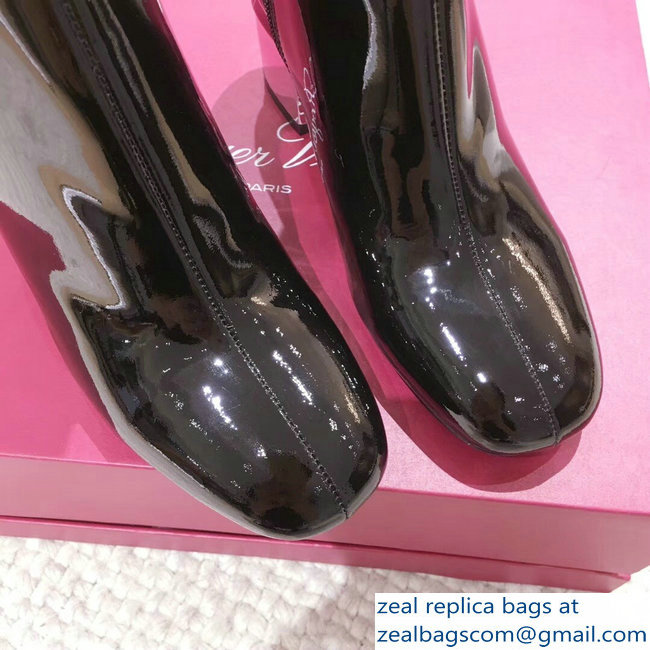 Roger Vivier Heel 6.5cm Patent Leather Ankle Boots Black 2018