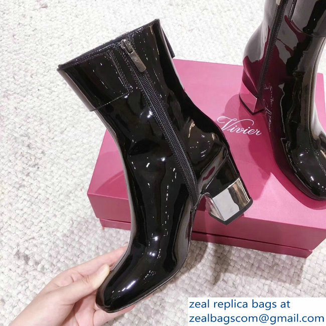 Roger Vivier Heel 6.5cm Patent Leather Ankle Boots Black 2018 - Click Image to Close