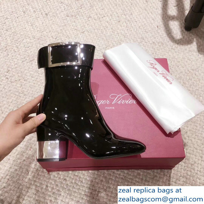 Roger Vivier Heel 6.5cm Patent Leather Ankle Boots Black 2018 - Click Image to Close