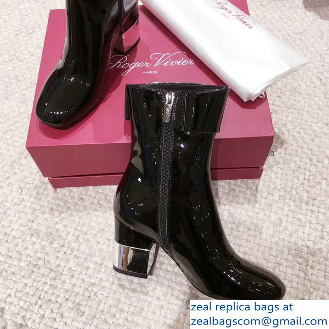 Roger Vivier Heel 6.5cm Patent Leather Ankle Boots Black 2018 - Click Image to Close