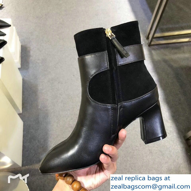 Roger Vivier Heel 7cm Chunky Trompette Metal Buckle Ankle Boots Black 2018 - Click Image to Close