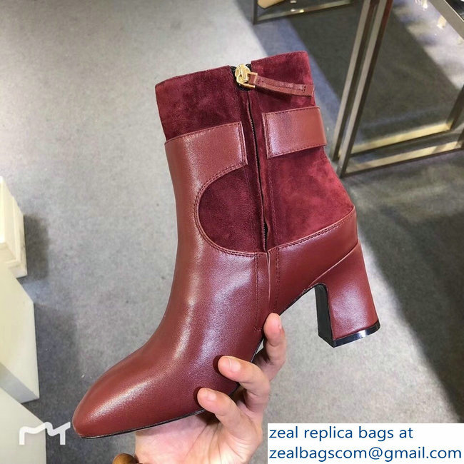 Roger Vivier Heel 7cm Chunky Trompette Metal Buckle Ankle Boots Red 2018 - Click Image to Close