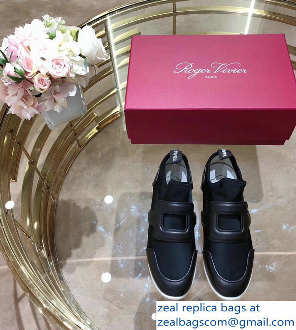 Roger Vivier Sporty Viv' Leather Buckle Sneakers Black 2018 - Click Image to Close