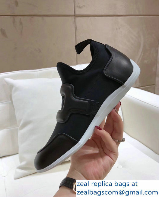 Roger Vivier Sporty Viv' Leather Buckle Sneakers Black 2018