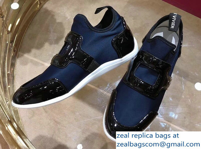Roger Vivier Sporty Viv' Leather Buckle Sneakers Blue 2018