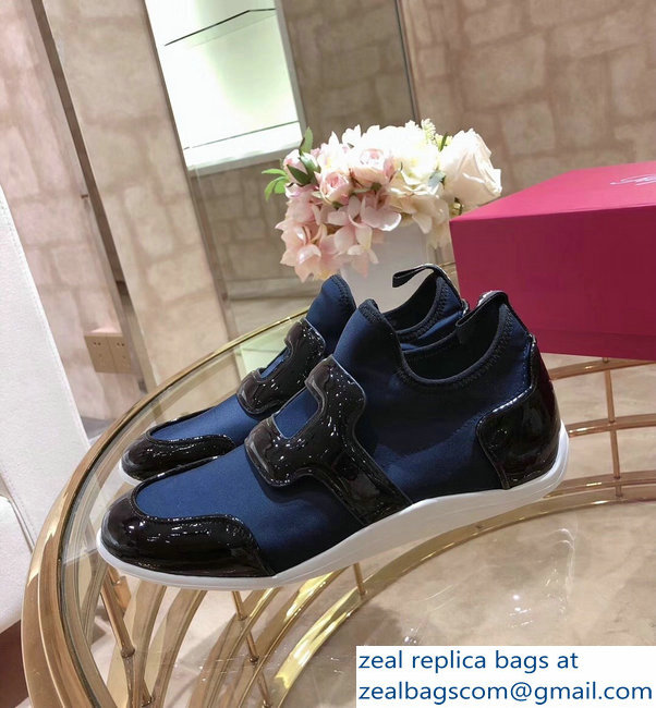 Roger Vivier Sporty Viv' Leather Buckle Sneakers Blue 2018