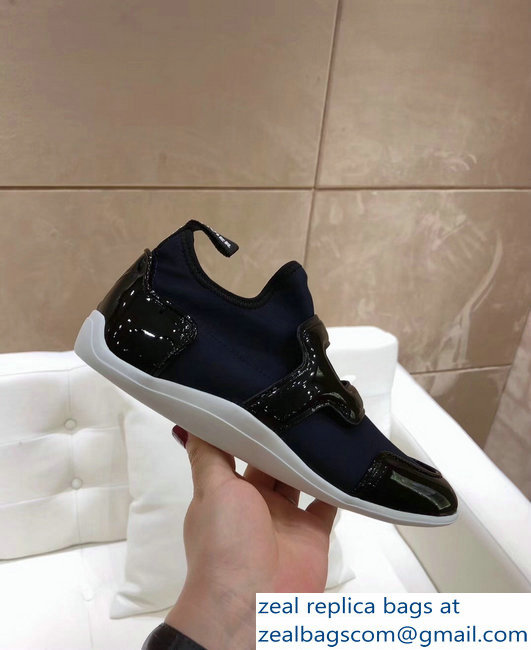 Roger Vivier Sporty Viv' Leather Buckle Sneakers Blue 2018