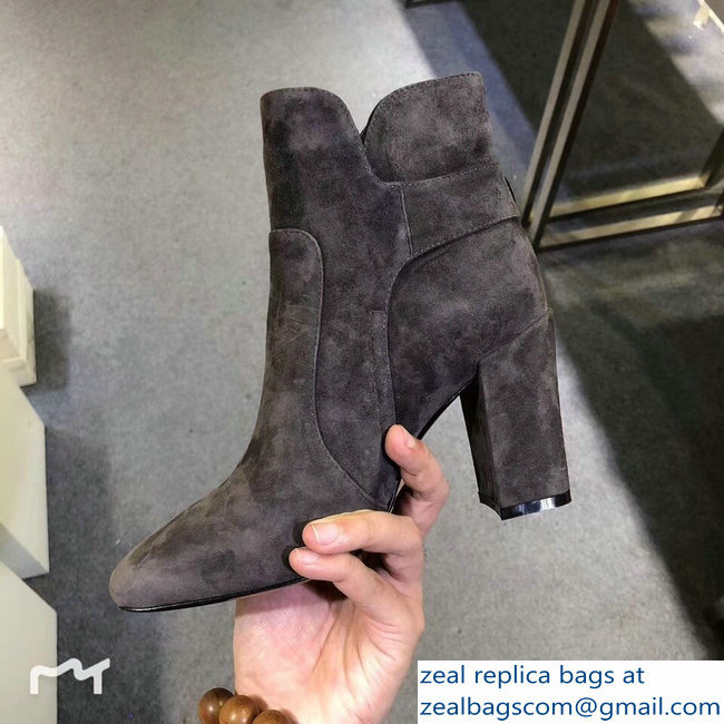 Roger Vivier Suede Heel 8.5cm Polly Ankle Boots Gray 2018 - Click Image to Close