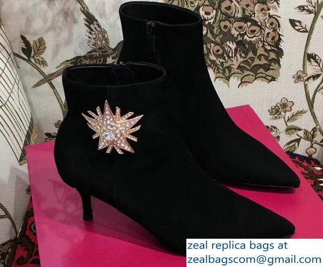 Roger Vivier Suede Sin Star Strass Ankle Boots Black 2018 - Click Image to Close