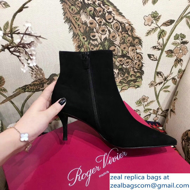 Roger Vivier Suede Sin Star Strass Ankle Boots Black 2018