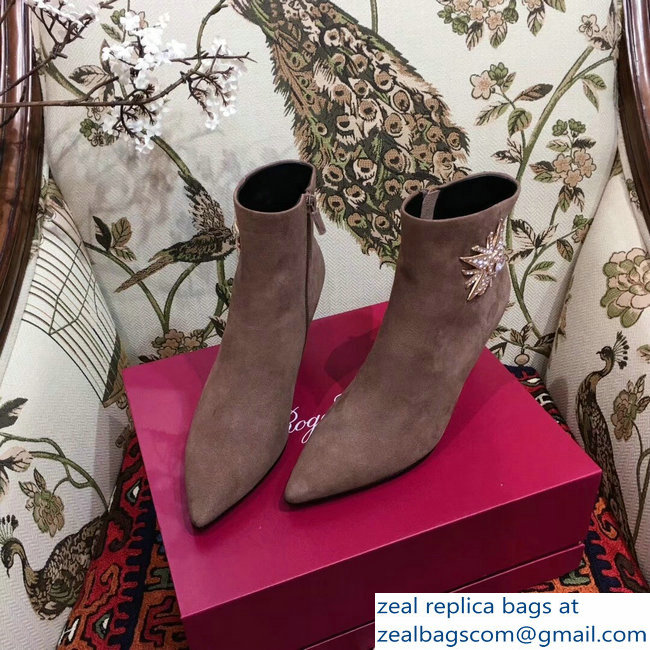 Roger Vivier Suede Sin Star Strass Ankle Boots Camel 2018 - Click Image to Close