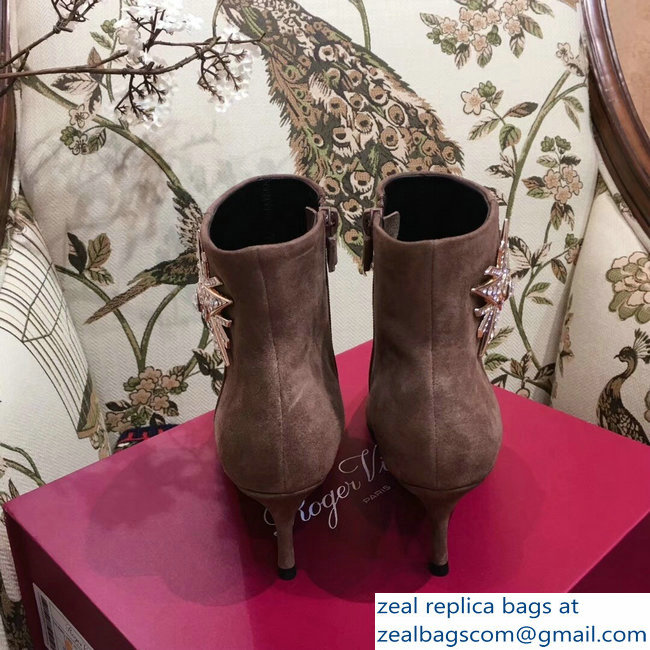 Roger Vivier Suede Sin Star Strass Ankle Boots Camel 2018 - Click Image to Close