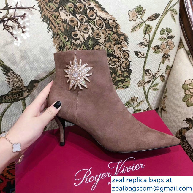 Roger Vivier Suede Sin Star Strass Ankle Boots Camel 2018 - Click Image to Close