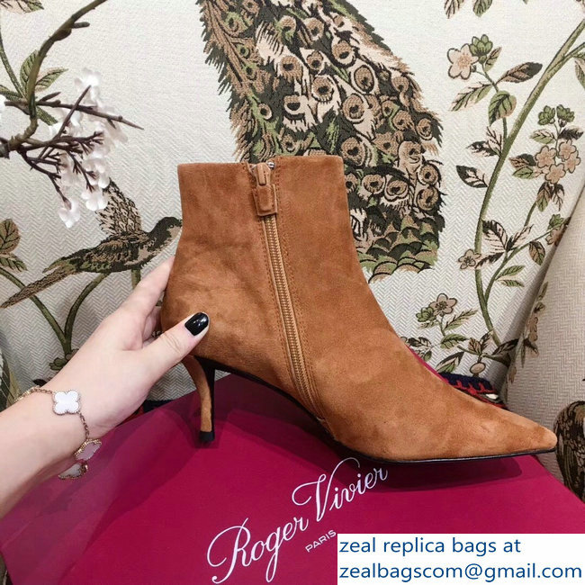 Roger Vivier Suede Sin Star Strass Ankle Boots Caramel 2018 - Click Image to Close