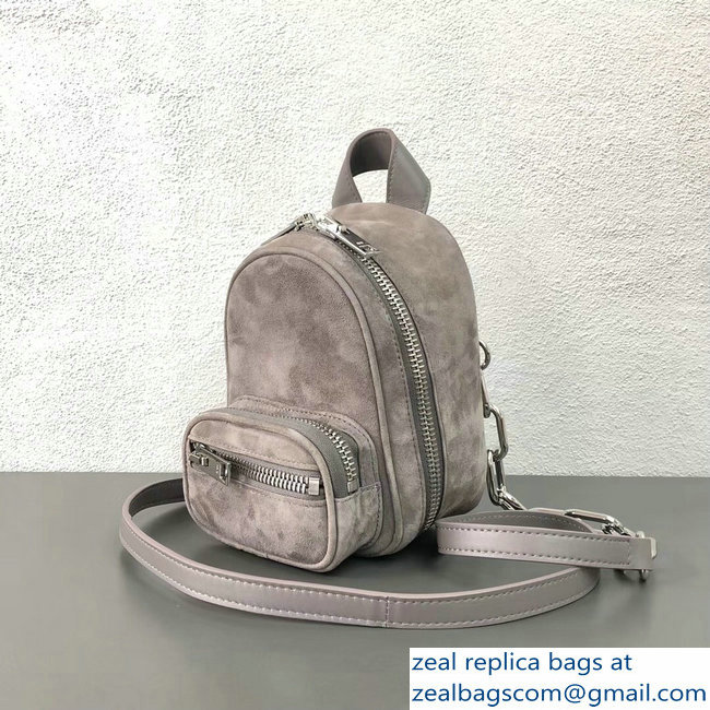 Alexander Wang Attica Mini Backpack Crossbody Bag Suede Gray 2018