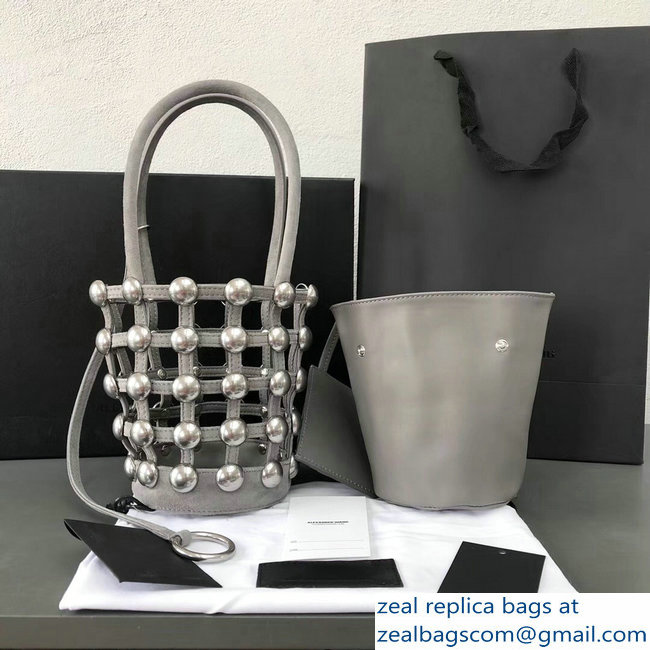 Alexander Wang Caged Roxy Bucket Bag Gray 2018 - Click Image to Close