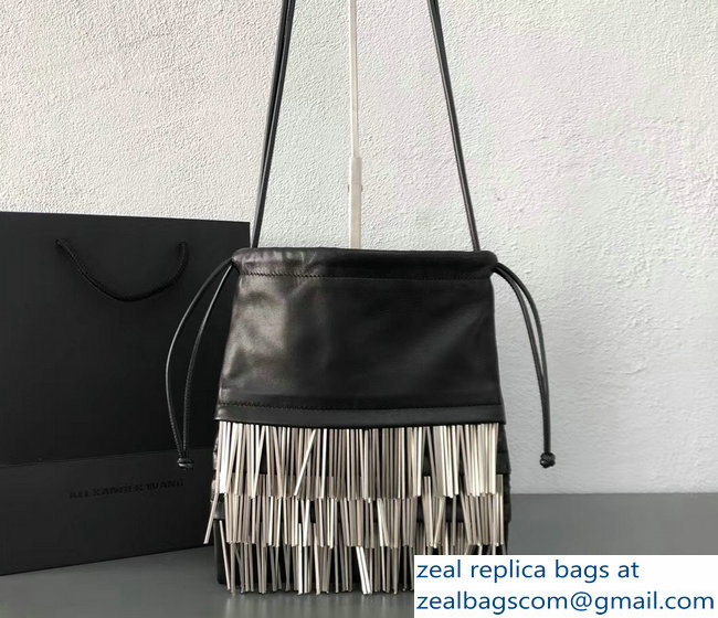 Alexander Wang Ryan Black Lather Dustbag Bag With Metal Fringes 2018