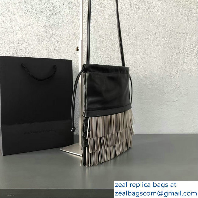 Alexander Wang Ryan Black Lather Dustbag Bag With Metal Fringes 2018
