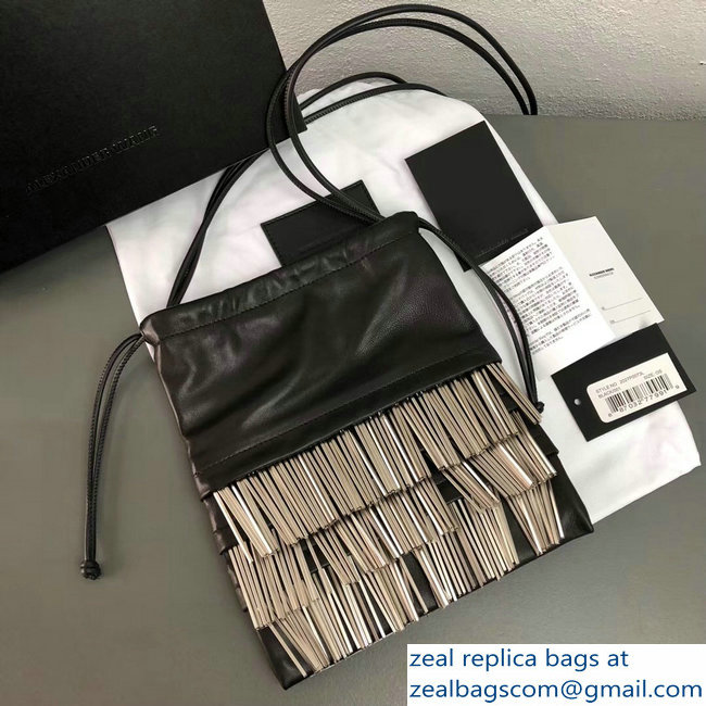 Alexander Wang Ryan Black Lather Dustbag Bag With Metal Fringes 2018 - Click Image to Close