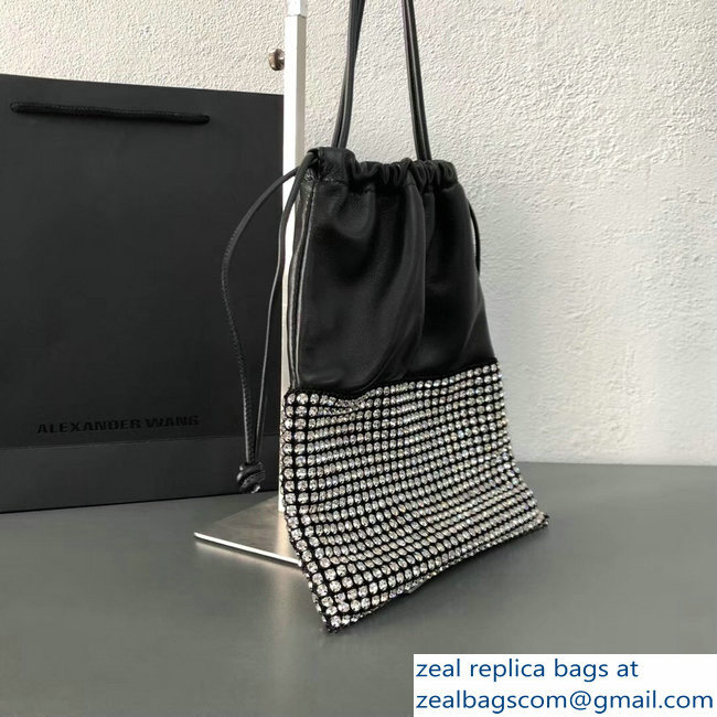 Alexander Wang Ryan Crystal-studded Drawstring Dustbag Bag Black 2018
