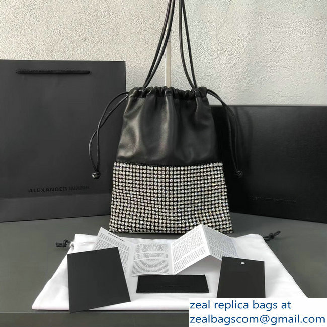 Alexander Wang Ryan Crystal-studded Drawstring Dustbag Bag Black 2018 - Click Image to Close