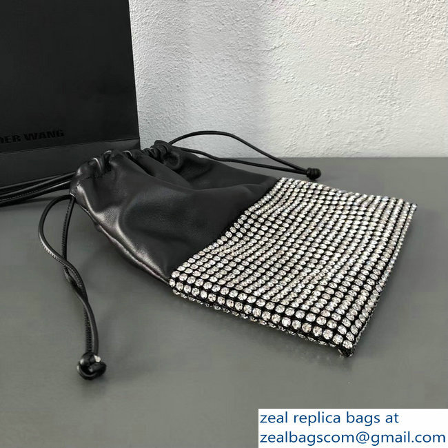 Alexander Wang Ryan Crystal-studded Drawstring Dustbag Bag Black 2018