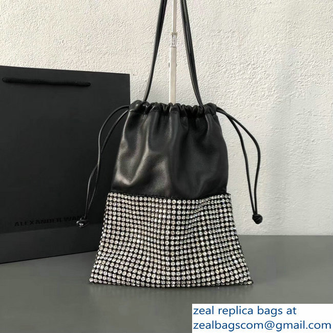 Alexander Wang Ryan Crystal-studded Drawstring Dustbag Bag Black 2018