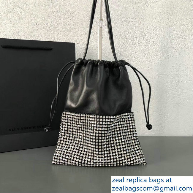 Alexander Wang Ryan Crystal-studded Drawstring Dustbag Bag Black 2018 - Click Image to Close