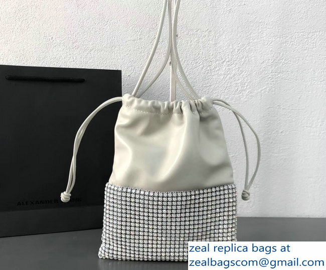 Alexander Wang Ryan Crystal-studded Drawstring Dustbag Bag White 2018 - Click Image to Close