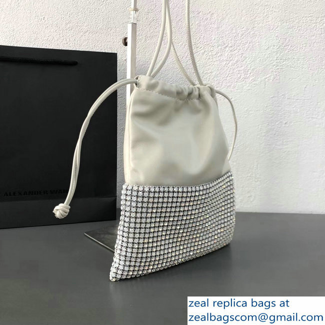 Alexander Wang Ryan Crystal-studded Drawstring Dustbag Bag White 2018 - Click Image to Close