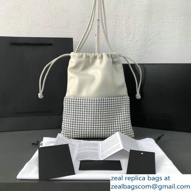 Alexander Wang Ryan Crystal-studded Drawstring Dustbag Bag White 2018