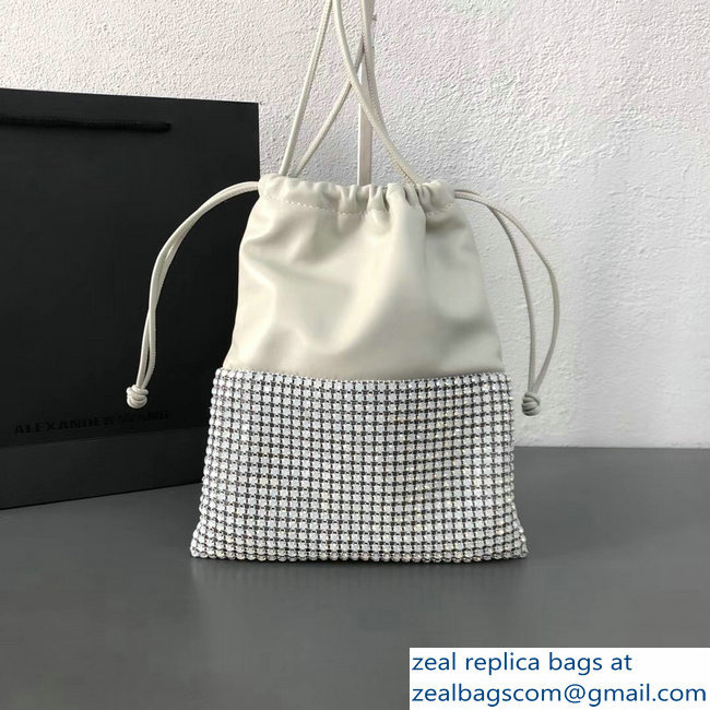 Alexander Wang Ryan Crystal-studded Drawstring Dustbag Bag White 2018