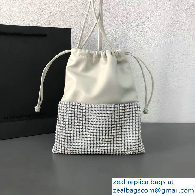 Alexander Wang Ryan Crystal-studded Drawstring Dustbag Bag White 2018 - Click Image to Close